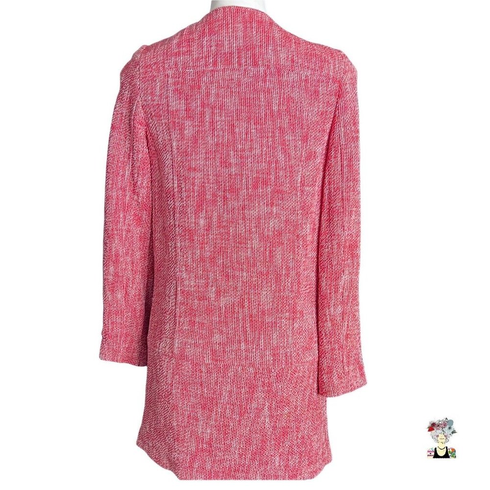 Vintage Belaire Red White Tweed Zip Up Sweater Coat  Metal Zippers Pockets S - Picture 2 of 12